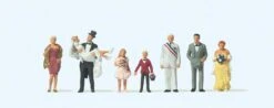 Preiser 1/87 HO Wedding Day Couple W/ Guests Figures (8) 10790