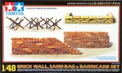 Tamiya 1/48 Military Miniature Series Brick Wall, Sandbag & Barricade Set 32508