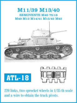 Friulmodel 1/35 Italian M11/39 M13/40 SEMOVENTE M40 Metal Track Links ATL-18