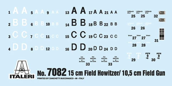 Italeri 1/72 German 15 Cm Field Howitzer / 10,5 Cm Field Gun 7082 - Image 3