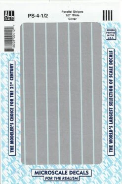 Microscale Decals ALL Scale Parallel Stripes 1/2" Wide Silver PS-4-1/2