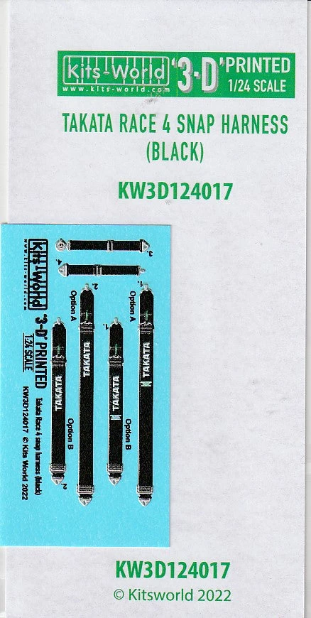 Kitsworld 1/24 Takata Race 4 Snap Harness (Black) KW3D124017