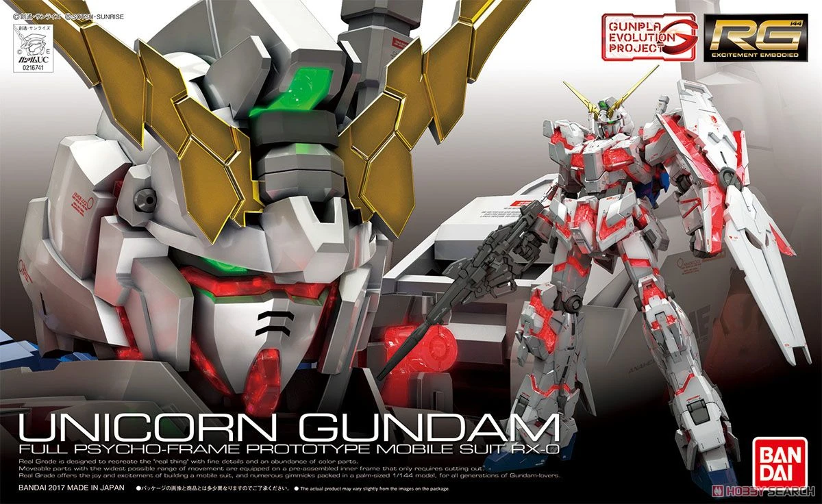 Bandai 1/144 RG Unicorn Gundam Full Psyco-Frame Prototype Mobile Suit RX-0 5061620