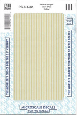 Microscale Decals ALL Scale Parallel Stripes 1/32" Wide Yellow PS-6-1/32