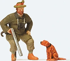 Preiser 1/87 HO Seated Hunter W/Dog Figures 28129