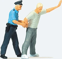 Preiser 1/87 HO Policeman & Suspect "Under Arrest" Figures 28119