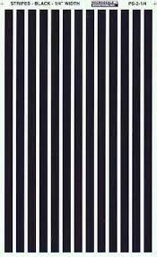 Microscale Decals ALL Scale Parallel Stripes 1/4" Wide Black PS-2-1/4