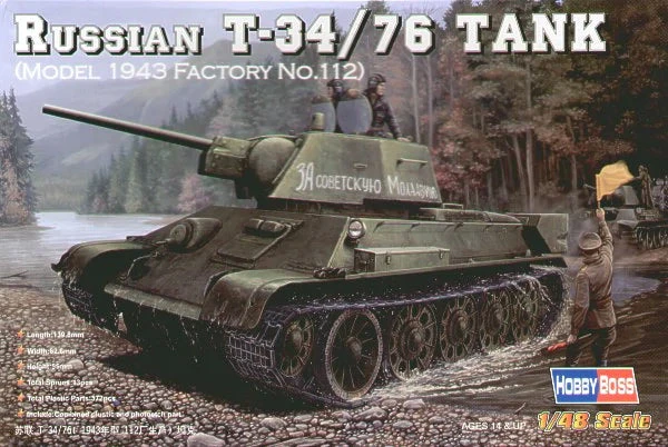 HobbyBoss 1/48 Russian T-34.76 Tank Model 1943 Factory No.112 84808