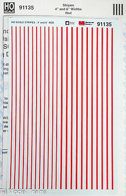 Microscale Decals HO Scale Stripes 4" And 6" Widths Red 91135
