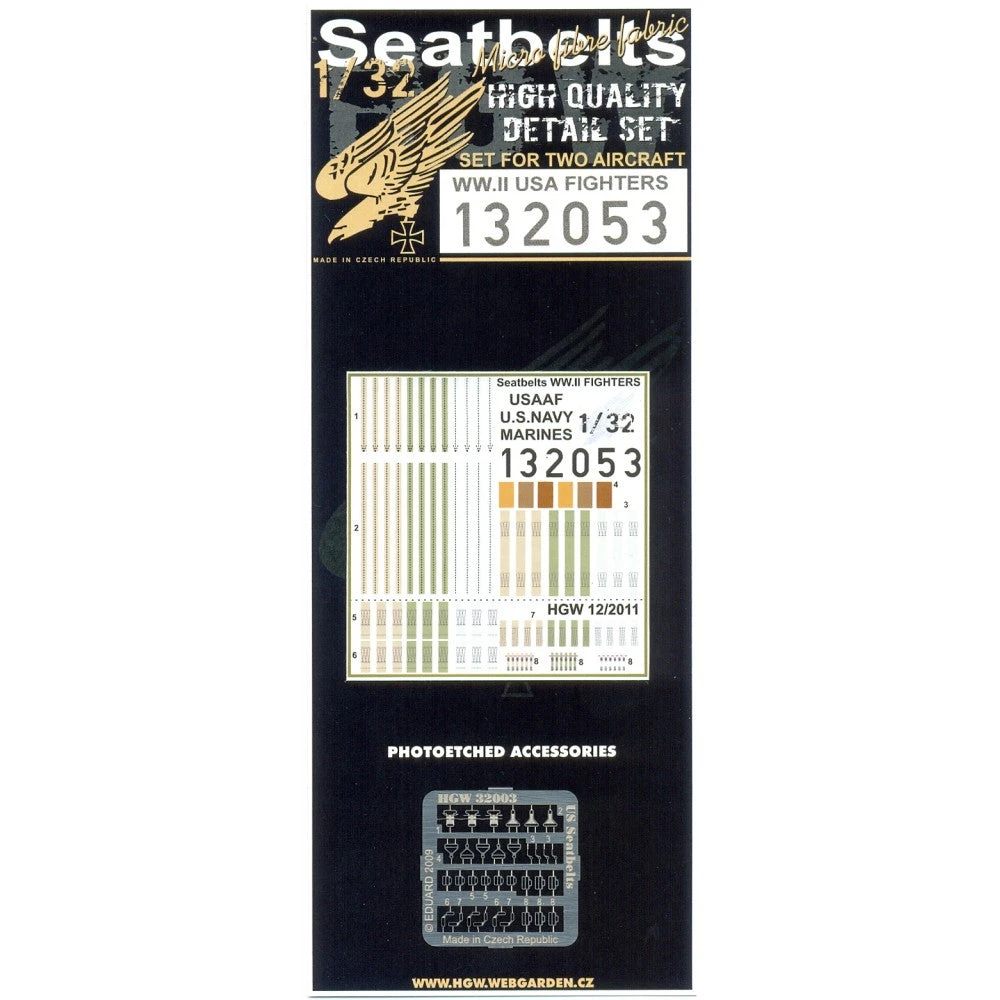 HGW 1/32 US Fighters Microplastic Foil/Photoetch Seatbelts 132053